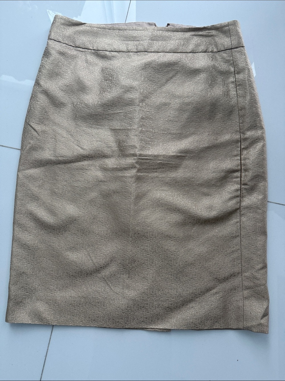 J. Crew Metallic Gold Taupe Pencil Skirt